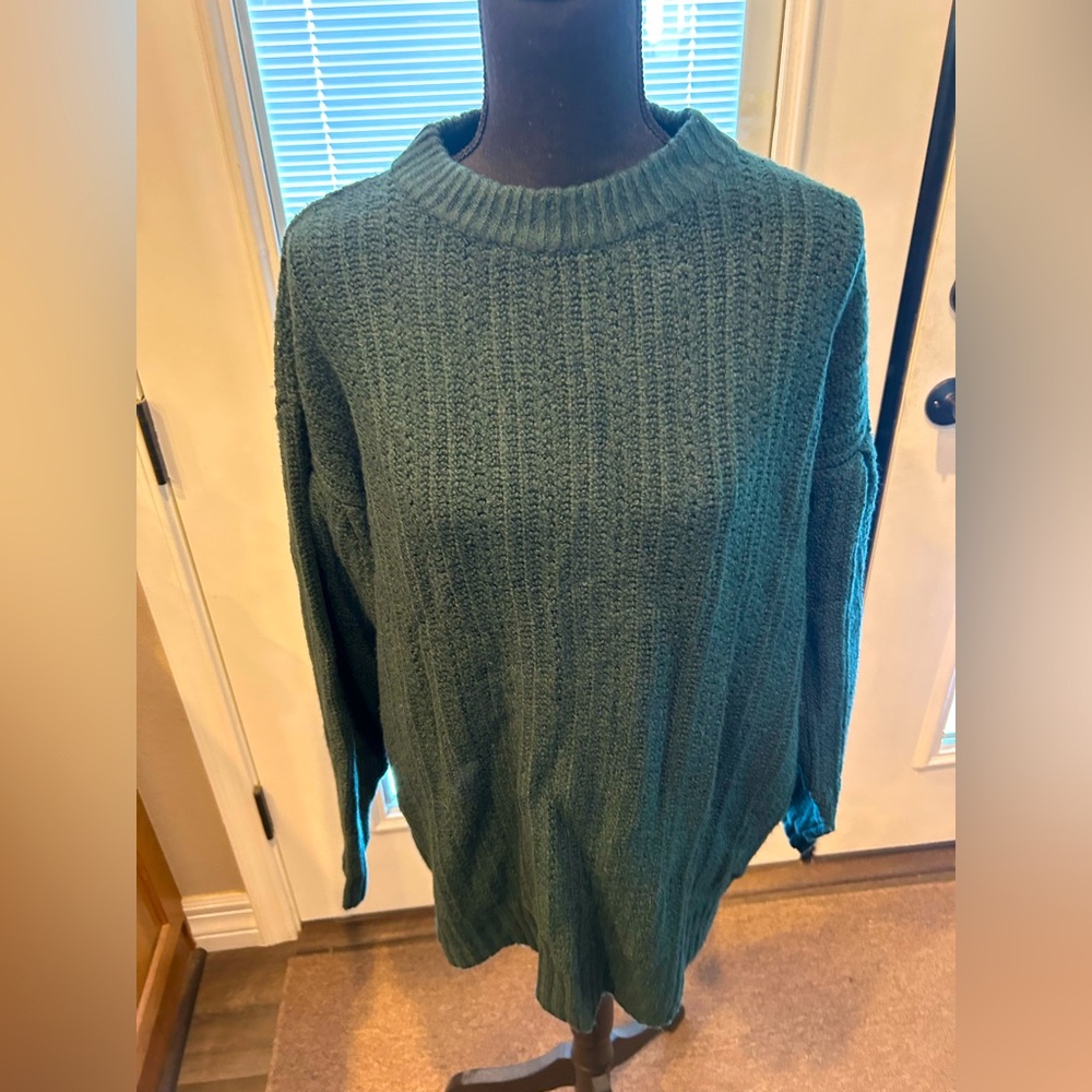 Ava & Viv Womens Plus Size 2X Crewneck Balloon Sleeve Pullover Sweater Green NWT